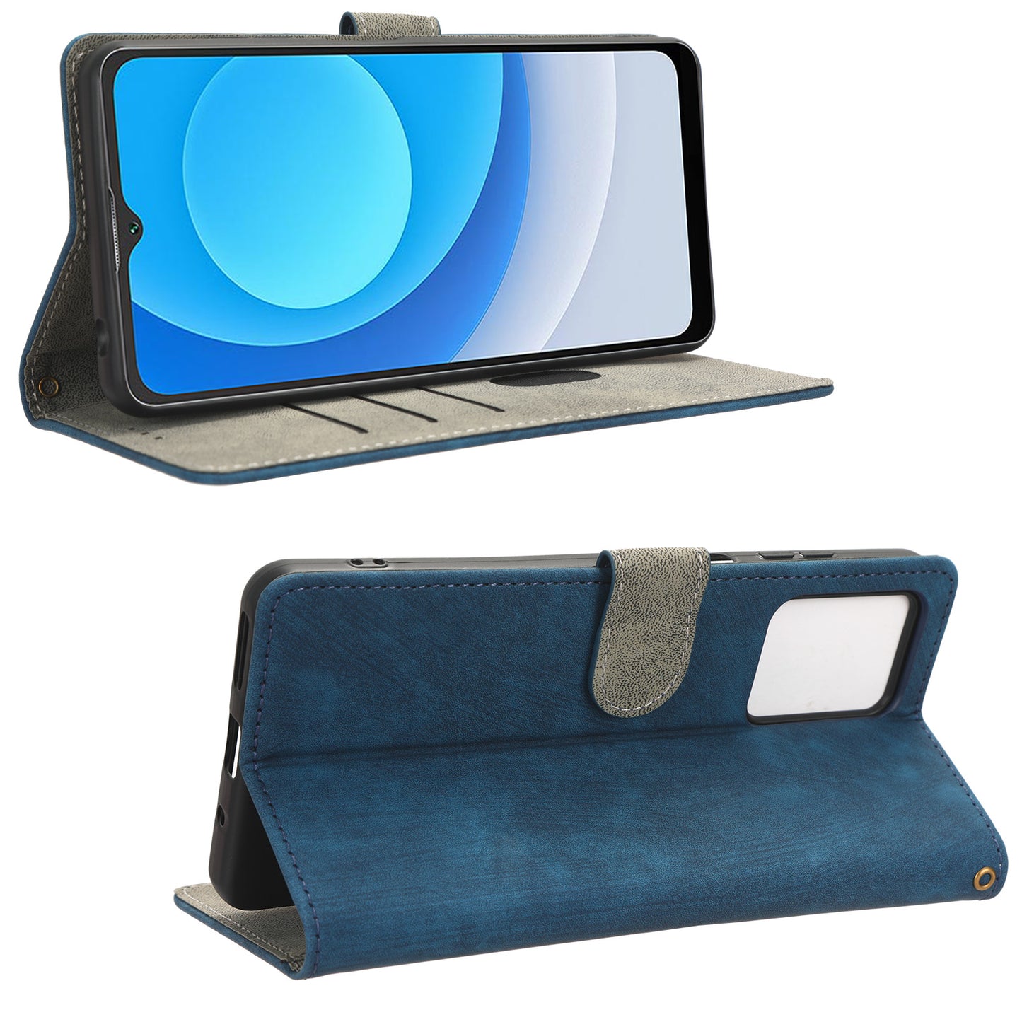 RFID Blocking Wallet Cover for Blackview A53 / A53 Pro , PU Leather Foldable Stand Phone Case with Strap
