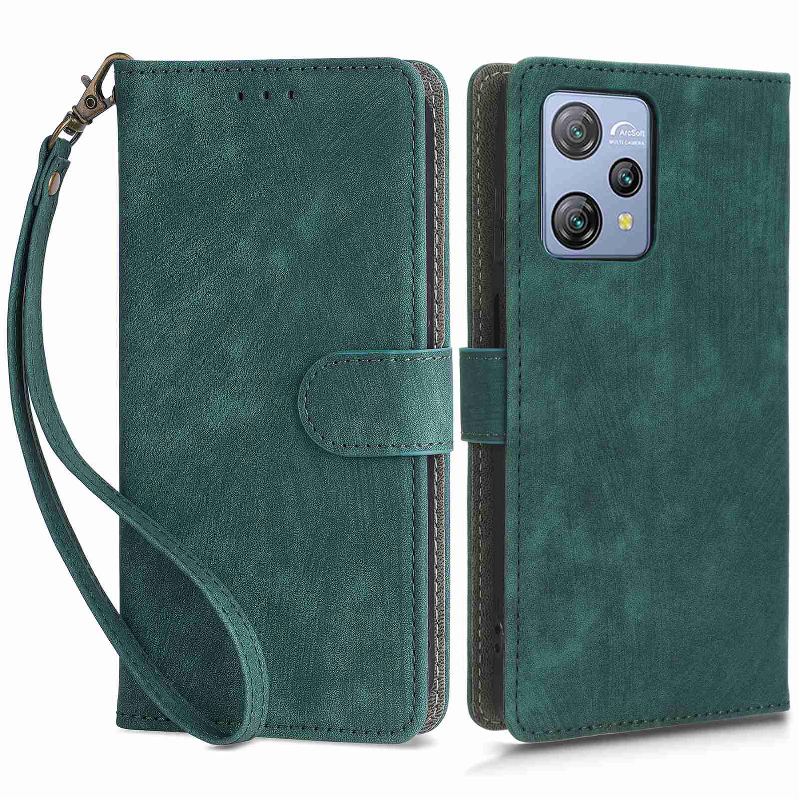 RFID Blocking Wallet Cover for Blackview A53 / A53 Pro , PU Leather Foldable Stand Phone Case with Strap