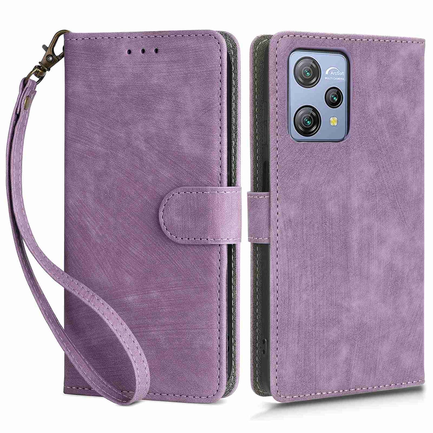 RFID Blocking Wallet Cover for Blackview A53 / A53 Pro , PU Leather Foldable Stand Phone Case with Strap