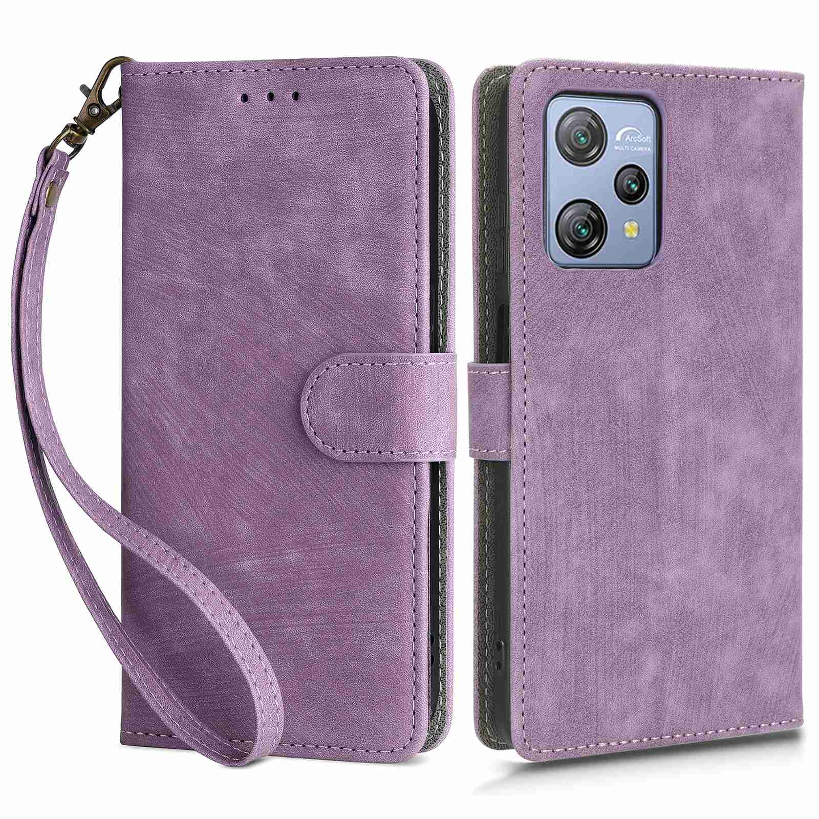 RFID Blocking Wallet Cover for Blackview A53 / A53 Pro , PU Leather Foldable Stand Phone Case with Strap