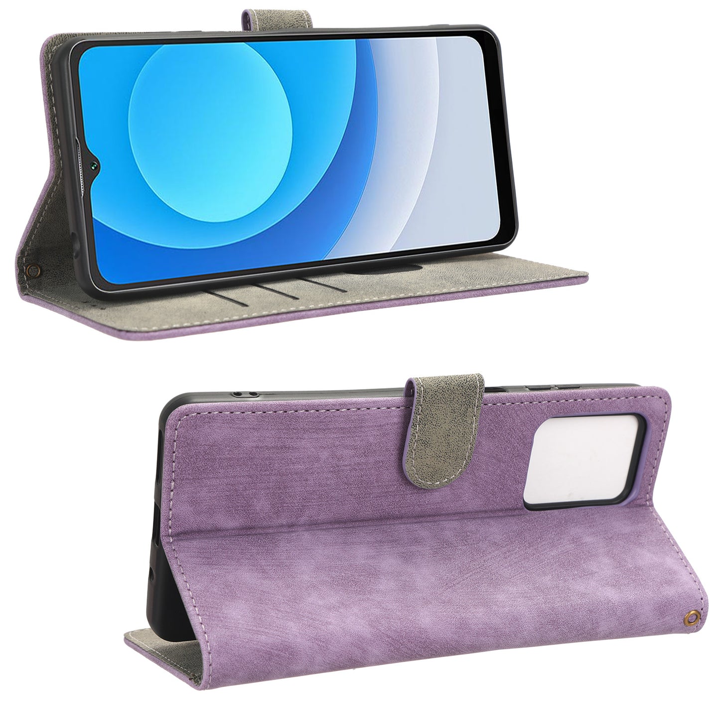 RFID Blocking Wallet Cover for Blackview A53 / A53 Pro , PU Leather Foldable Stand Phone Case with Strap