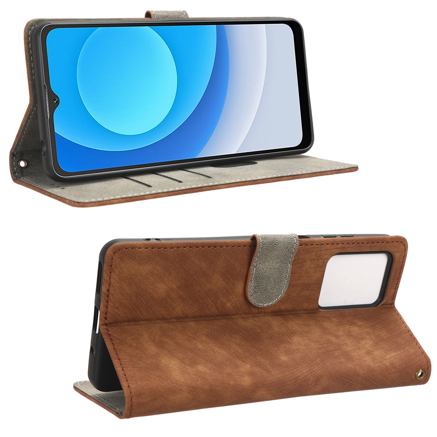 RFID Blocking Wallet Cover for Blackview A53 / A53 Pro , PU Leather Foldable Stand Phone Case with Strap