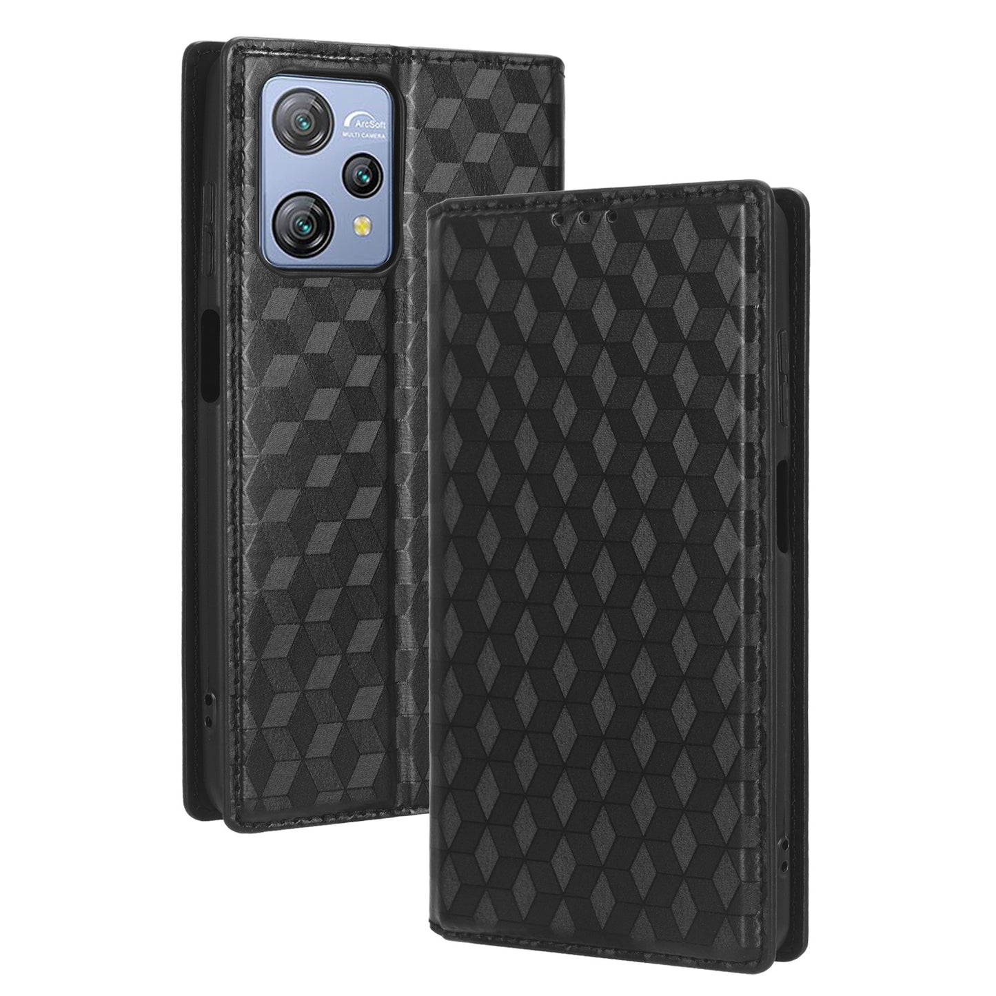 Phone Case for Blackview A53 / A53 Pro Stand Wallet PU Leather Rhombus Imprinted Anti-drop Cover