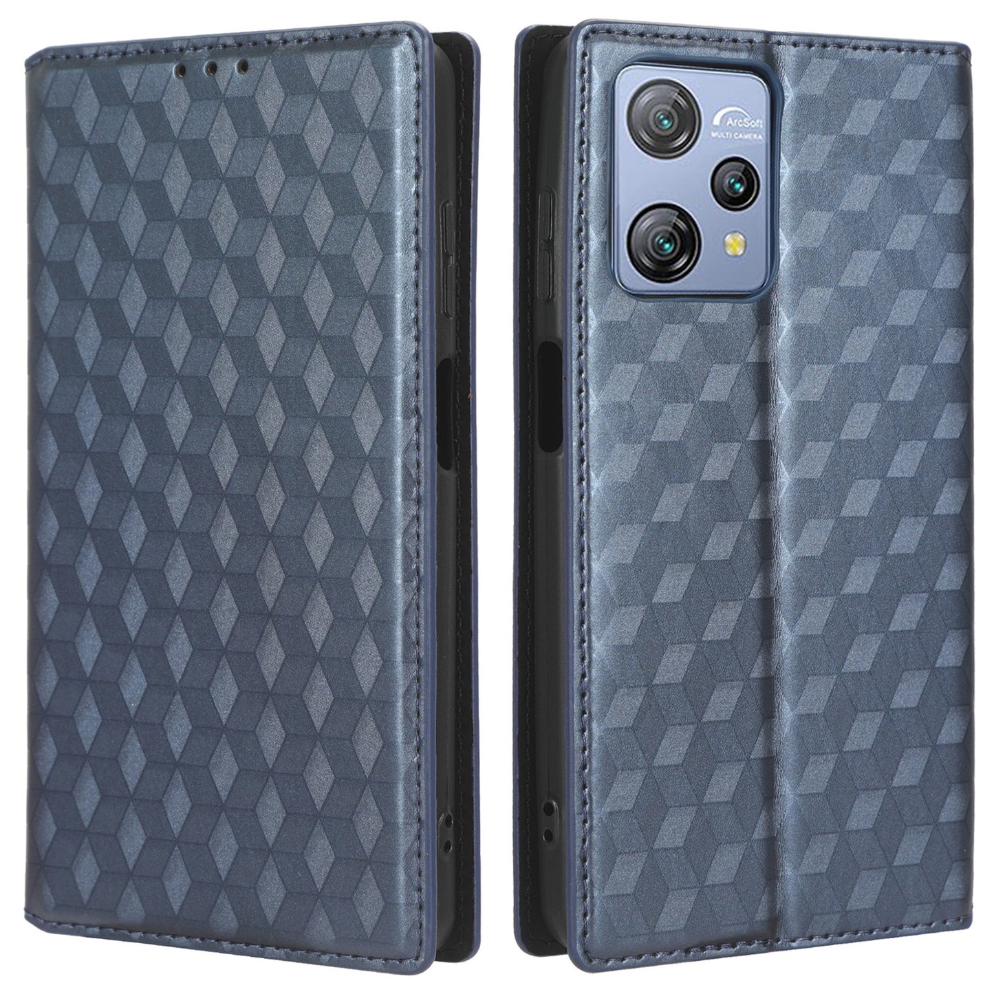 Phone Case for Blackview A53 / A53 Pro Stand Wallet PU Leather Rhombus Imprinted Anti-drop Cover