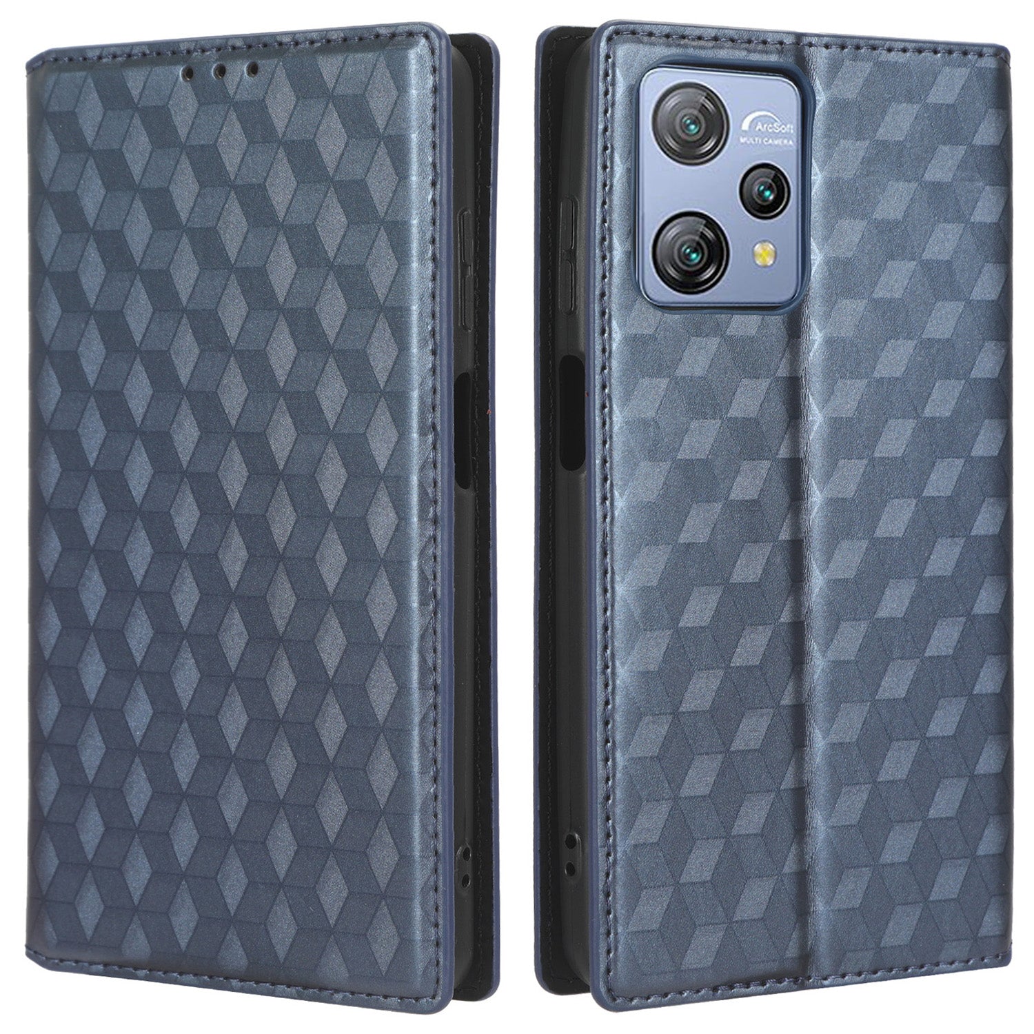 Phone Case for Blackview A53 / A53 Pro Stand Wallet PU Leather Rhombus Imprinted Anti-drop Cover