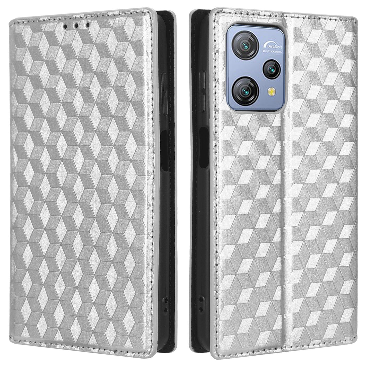 Phone Case for Blackview A53 / A53 Pro Stand Wallet PU Leather Rhombus Imprinted Anti-drop Cover