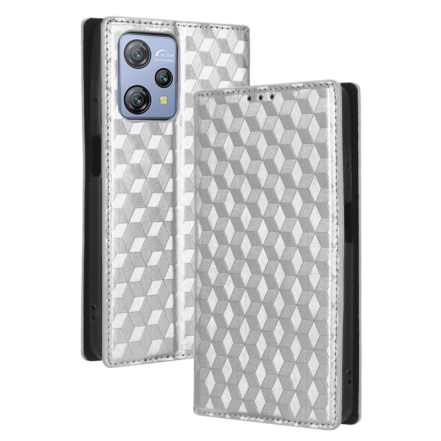 Phone Case for Blackview A53 / A53 Pro Stand Wallet PU Leather Rhombus Imprinted Anti-drop Cover