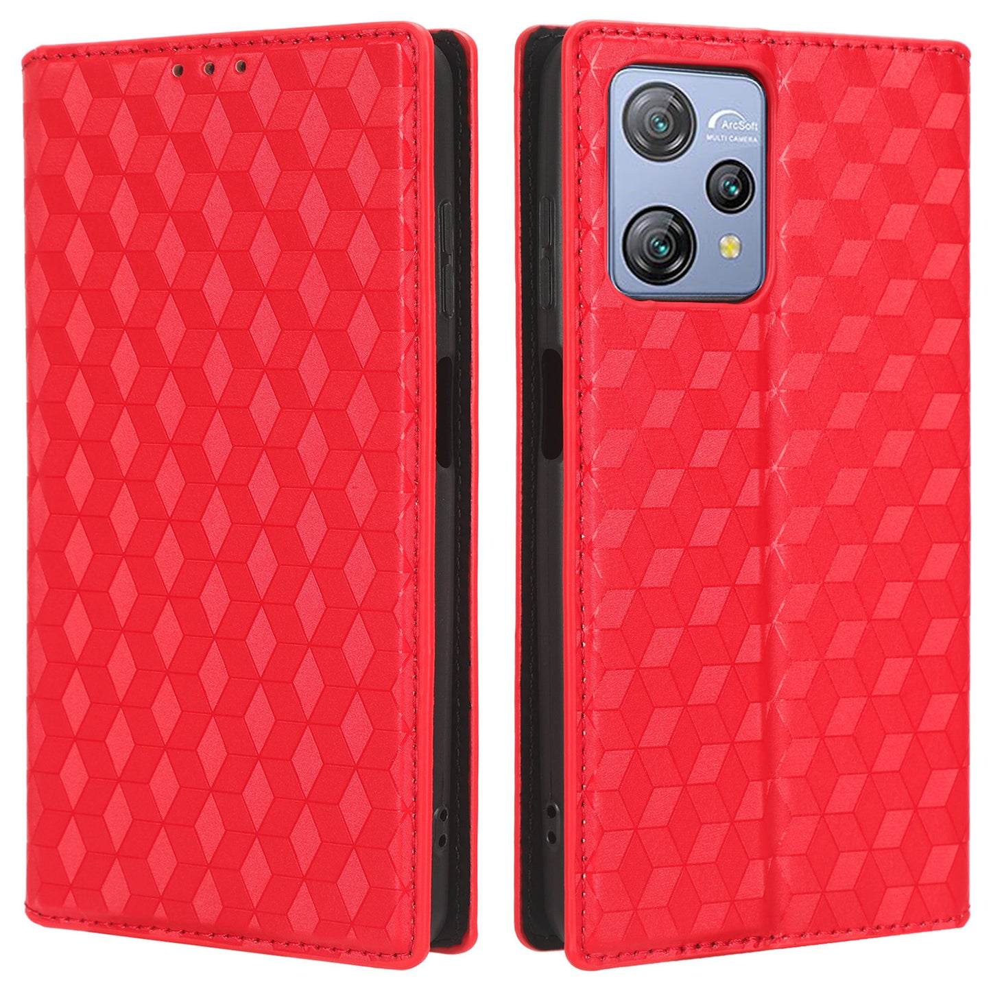 Phone Case for Blackview A53 / A53 Pro Stand Wallet PU Leather Rhombus Imprinted Anti-drop Cover