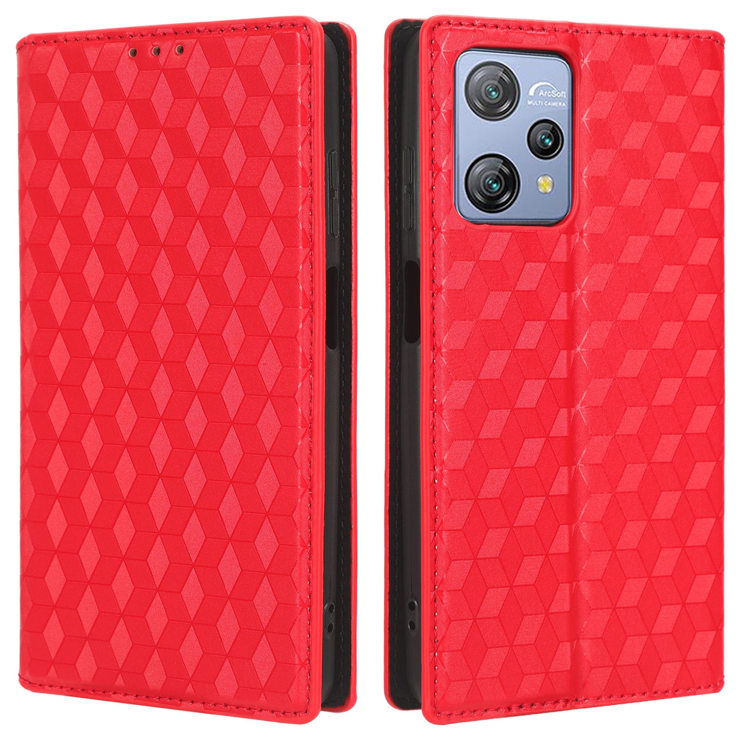 Phone Case for Blackview A53 / A53 Pro Stand Wallet PU Leather Rhombus Imprinted Anti-drop Cover