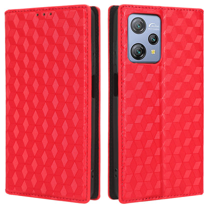 Phone Case for Blackview A53 / A53 Pro Stand Wallet PU Leather Rhombus Imprinted Anti-drop Cover