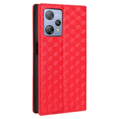Phone Case for Blackview A53 / A53 Pro Stand Wallet PU Leather Rhombus Imprinted Anti-drop Cover