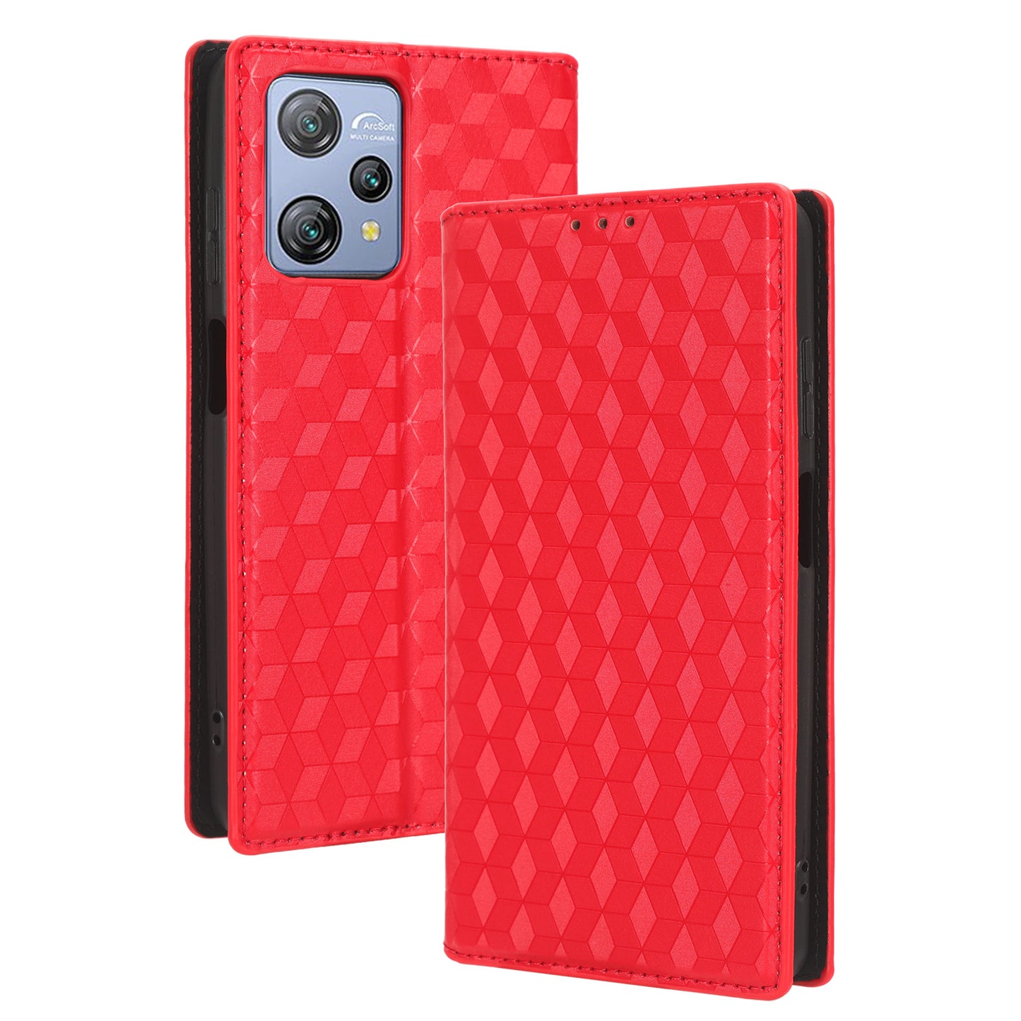 Phone Case for Blackview A53 / A53 Pro Stand Wallet PU Leather Rhombus Imprinted Anti-drop Cover