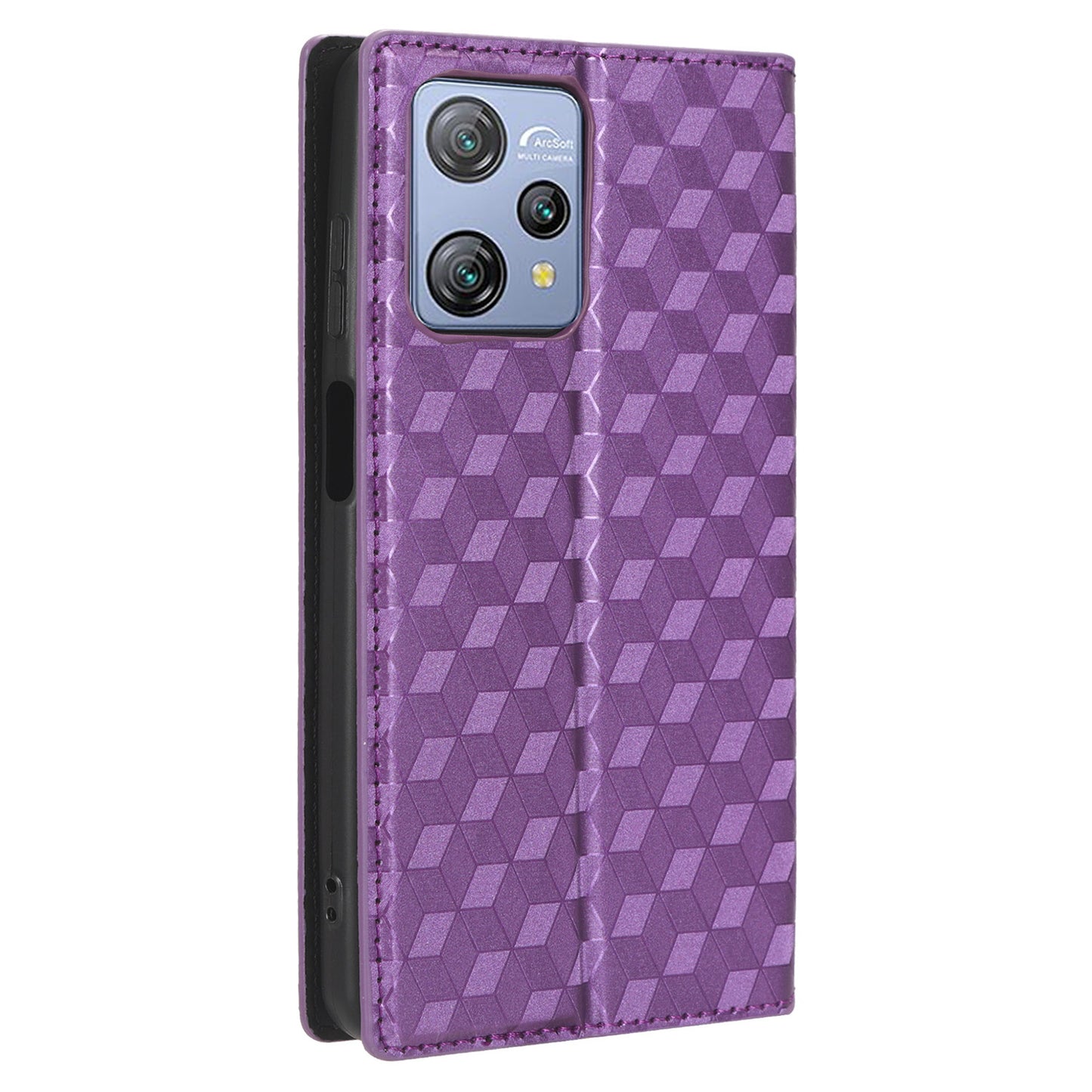 Phone Case for Blackview A53 / A53 Pro Stand Wallet PU Leather Rhombus Imprinted Anti-drop Cover
