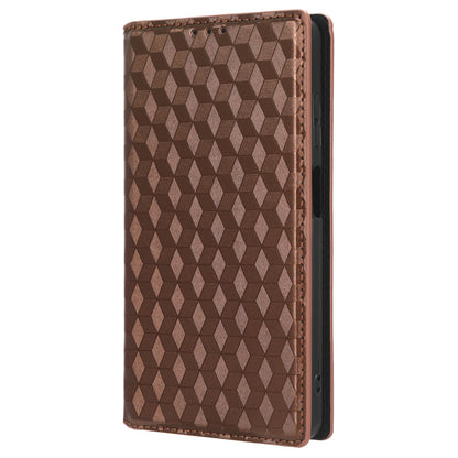 Phone Case for Blackview A53 / A53 Pro Stand Wallet PU Leather Rhombus Imprinted Anti-drop Cover