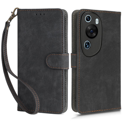 PU Leather Wallet Cover for Huawei P60 Art , RFID Blocking Phone Stand Case with Strap