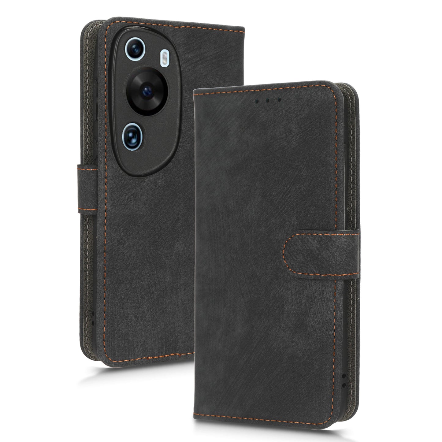 PU Leather Wallet Cover for Huawei P60 Art , RFID Blocking Phone Stand Case with Strap