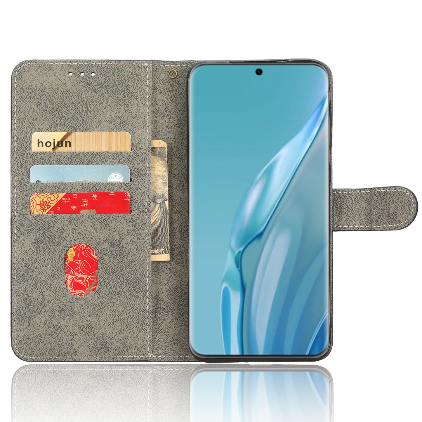 PU Leather Wallet Cover for Huawei P60 Art , RFID Blocking Phone Stand Case with Strap