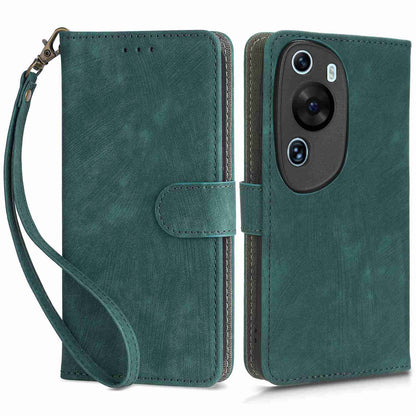PU Leather Wallet Cover for Huawei P60 Art , RFID Blocking Phone Stand Case with Strap