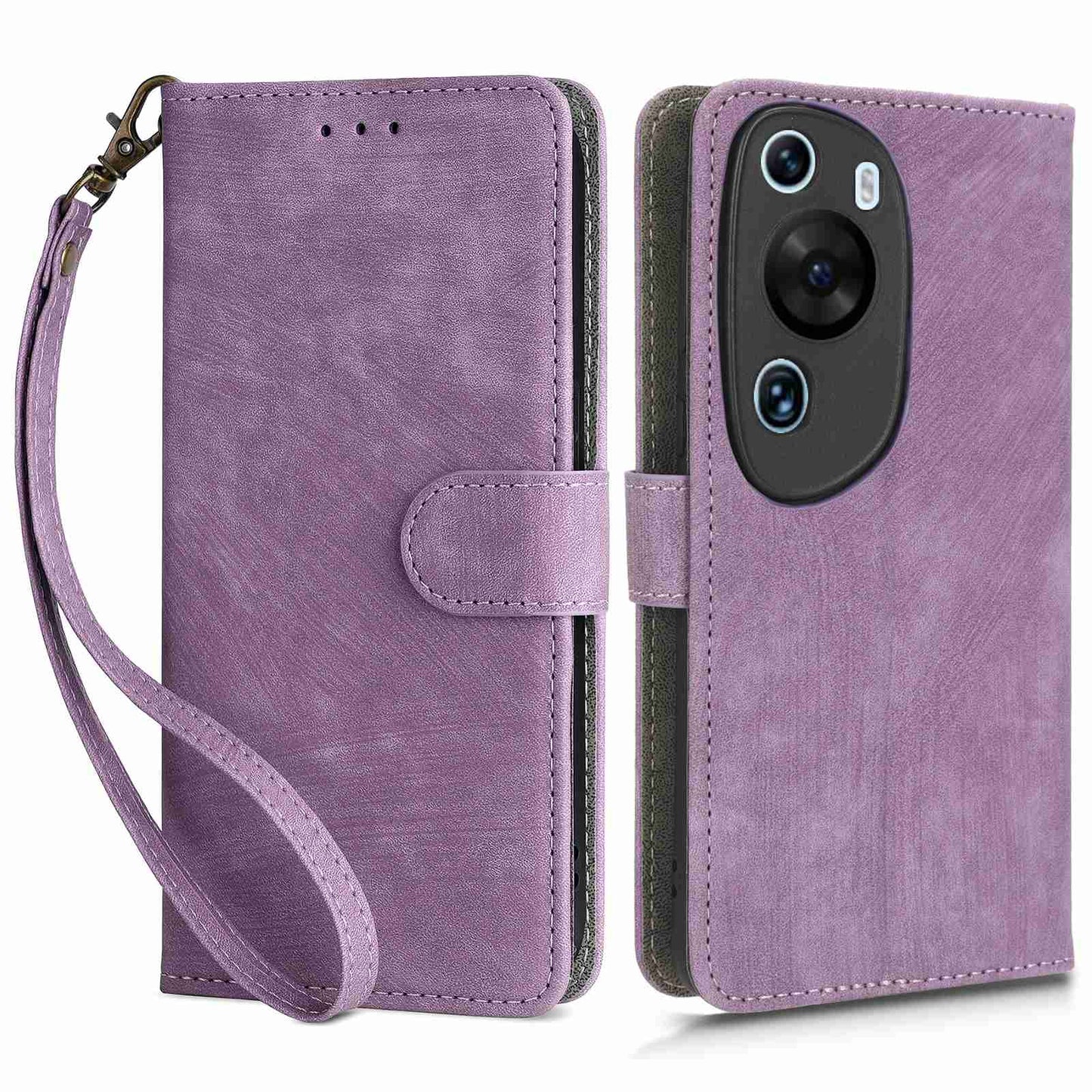 PU Leather Wallet Cover for Huawei P60 Art , RFID Blocking Phone Stand Case with Strap