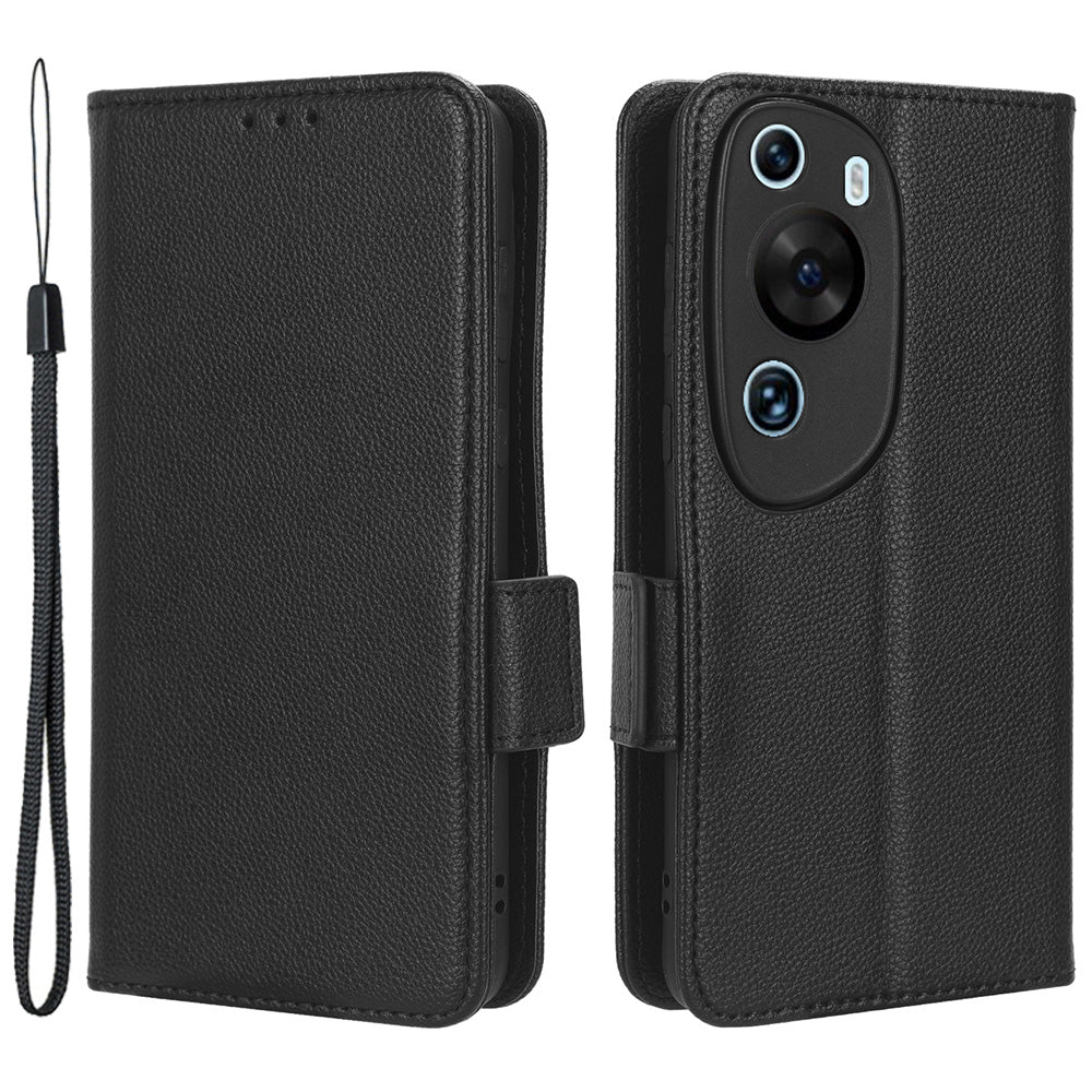 Litchi Texture Leather Case for Huawei P60 Art Scratch Proof Stand Phone Wallet Cover