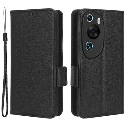 Litchi Texture Leather Case for Huawei P60 Art Scratch Proof Stand Phone Wallet Cover