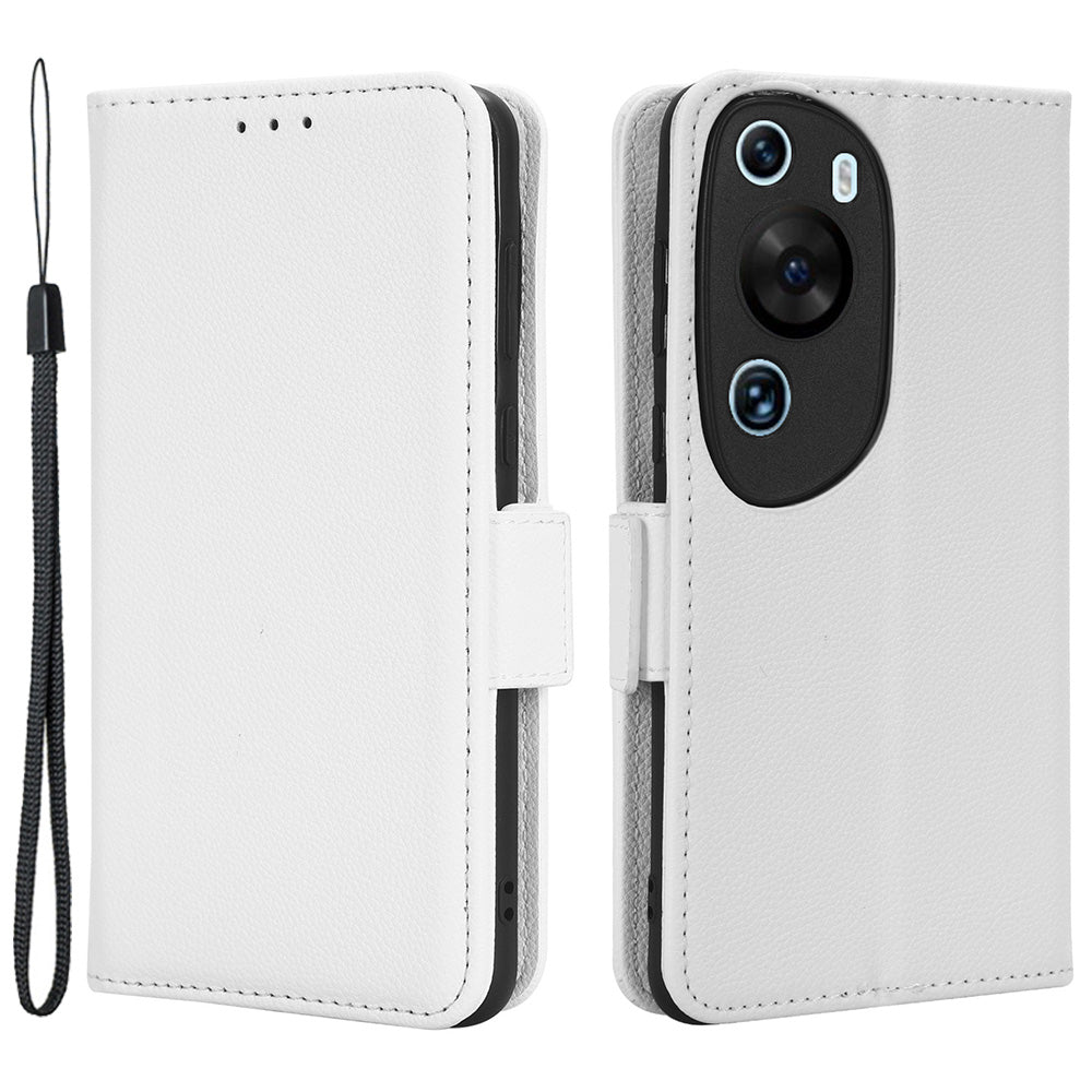 Litchi Texture Leather Case for Huawei P60 Art Scratch Proof Stand Phone Wallet Cover