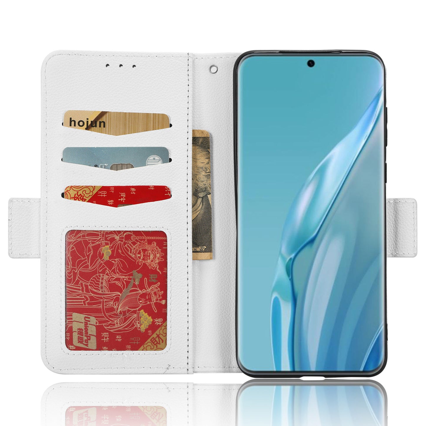 Litchi Texture Leather Case for Huawei P60 Art Scratch Proof Stand Phone Wallet Cover