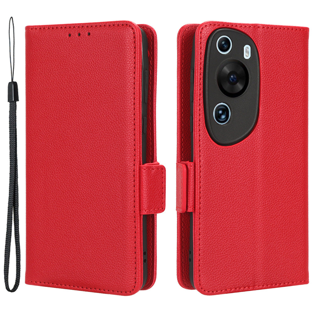 Litchi Texture Leather Case for Huawei P60 Art Scratch Proof Stand Phone Wallet Cover