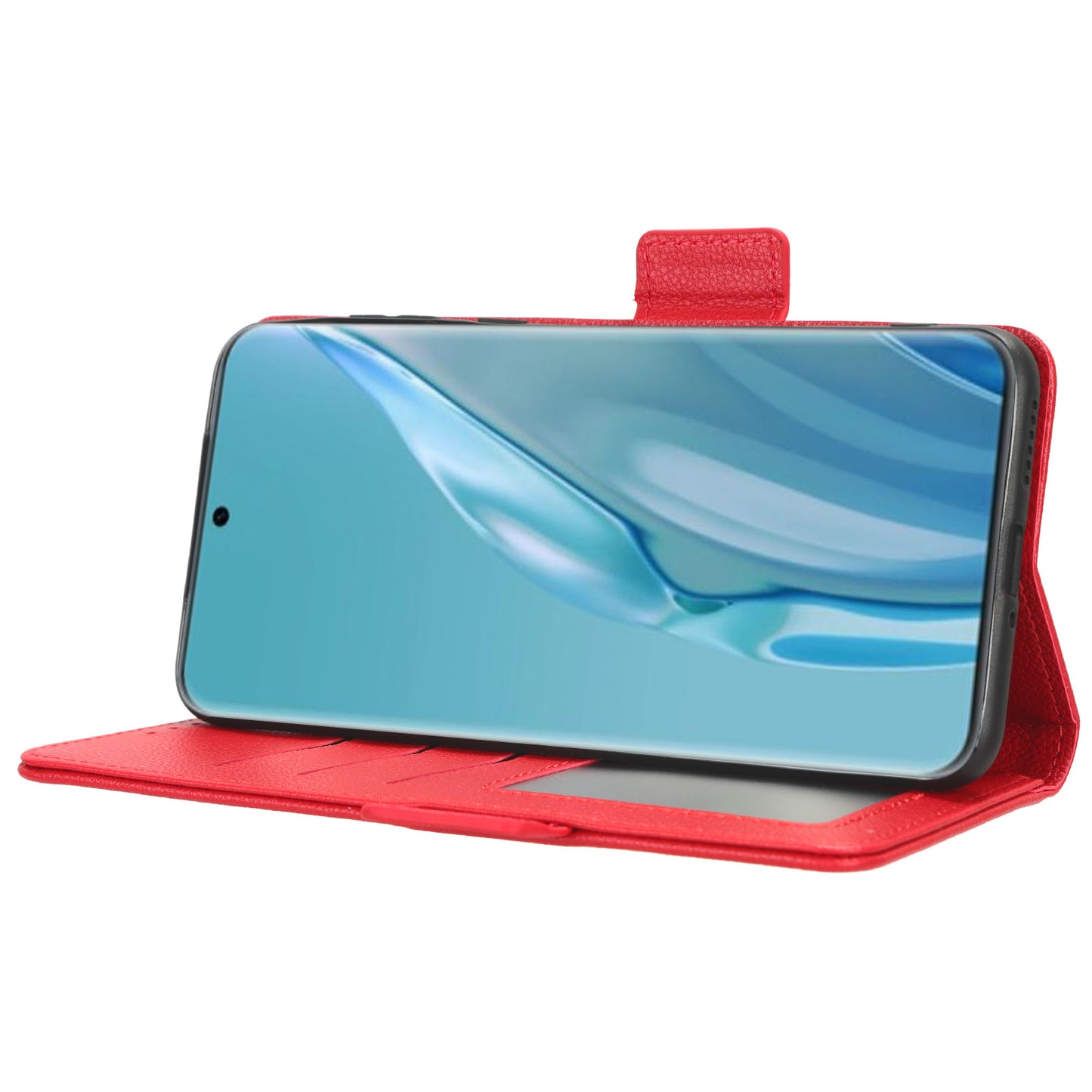 Litchi Texture Leather Case for Huawei P60 Art Scratch Proof Stand Phone Wallet Cover