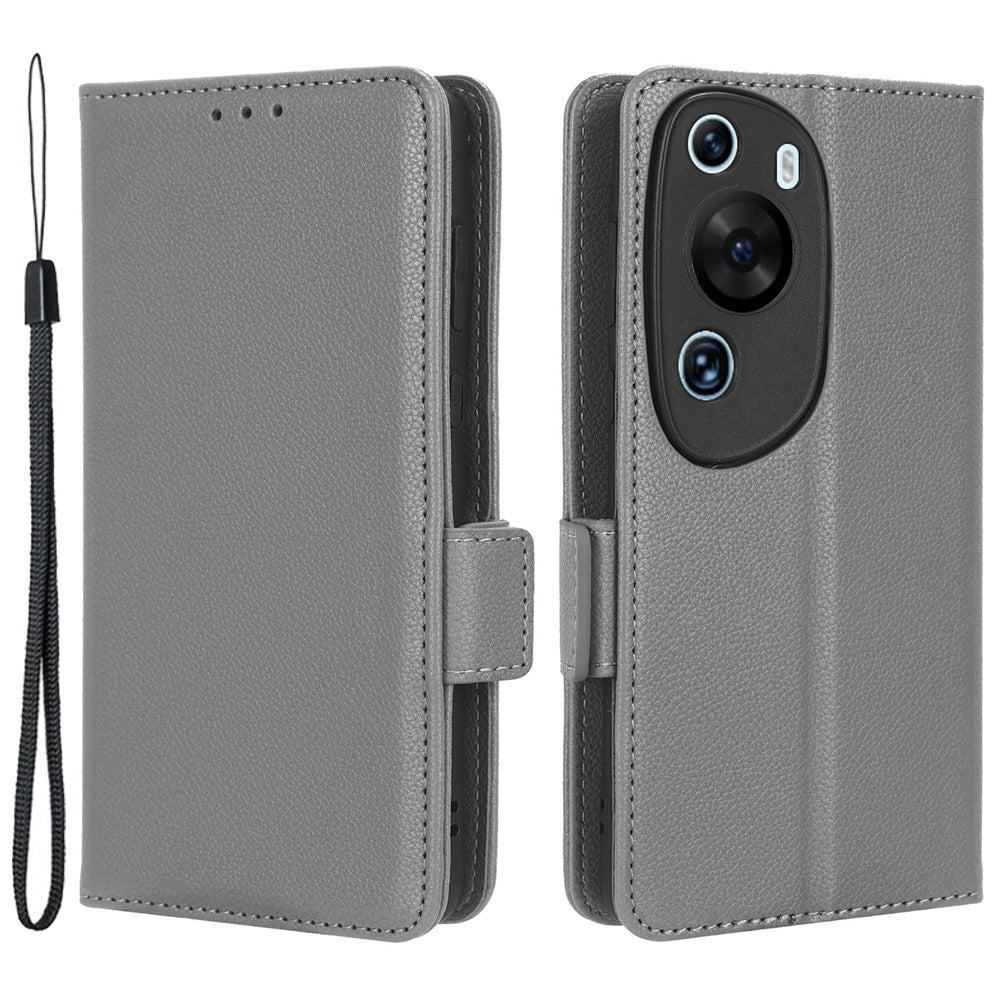 Litchi Texture Leather Case for Huawei P60 Art Scratch Proof Stand Phone Wallet Cover