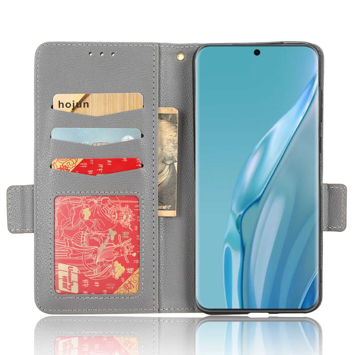 Litchi Texture Leather Case for Huawei P60 Art Scratch Proof Stand Phone Wallet Cover