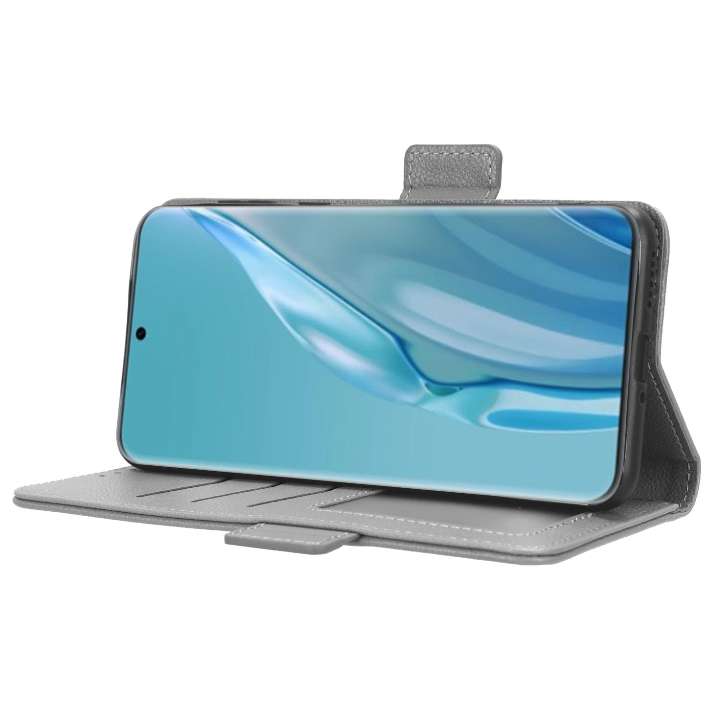 Litchi Texture Leather Case for Huawei P60 Art Scratch Proof Stand Phone Wallet Cover