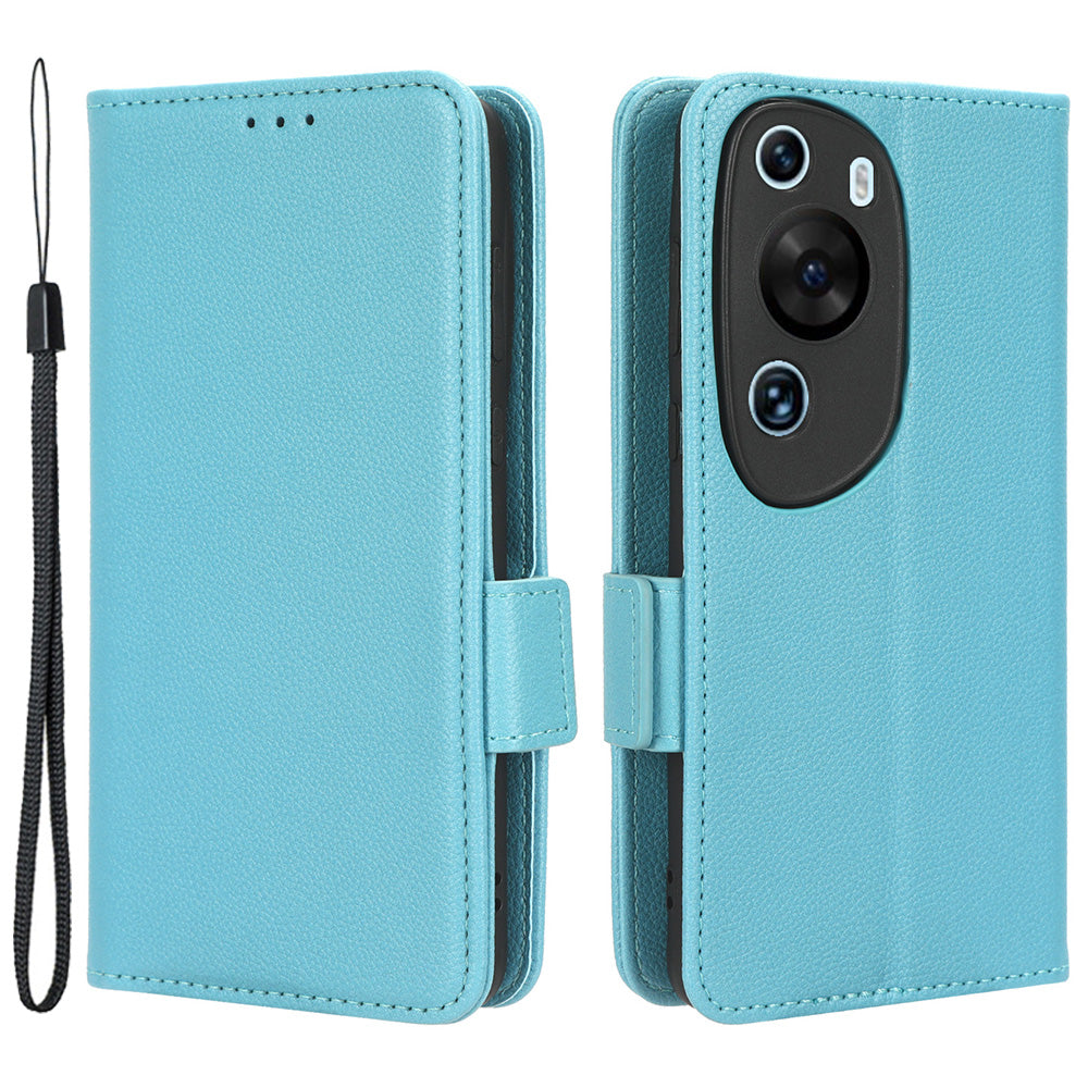 Litchi Texture Leather Case for Huawei P60 Art Scratch Proof Stand Phone Wallet Cover