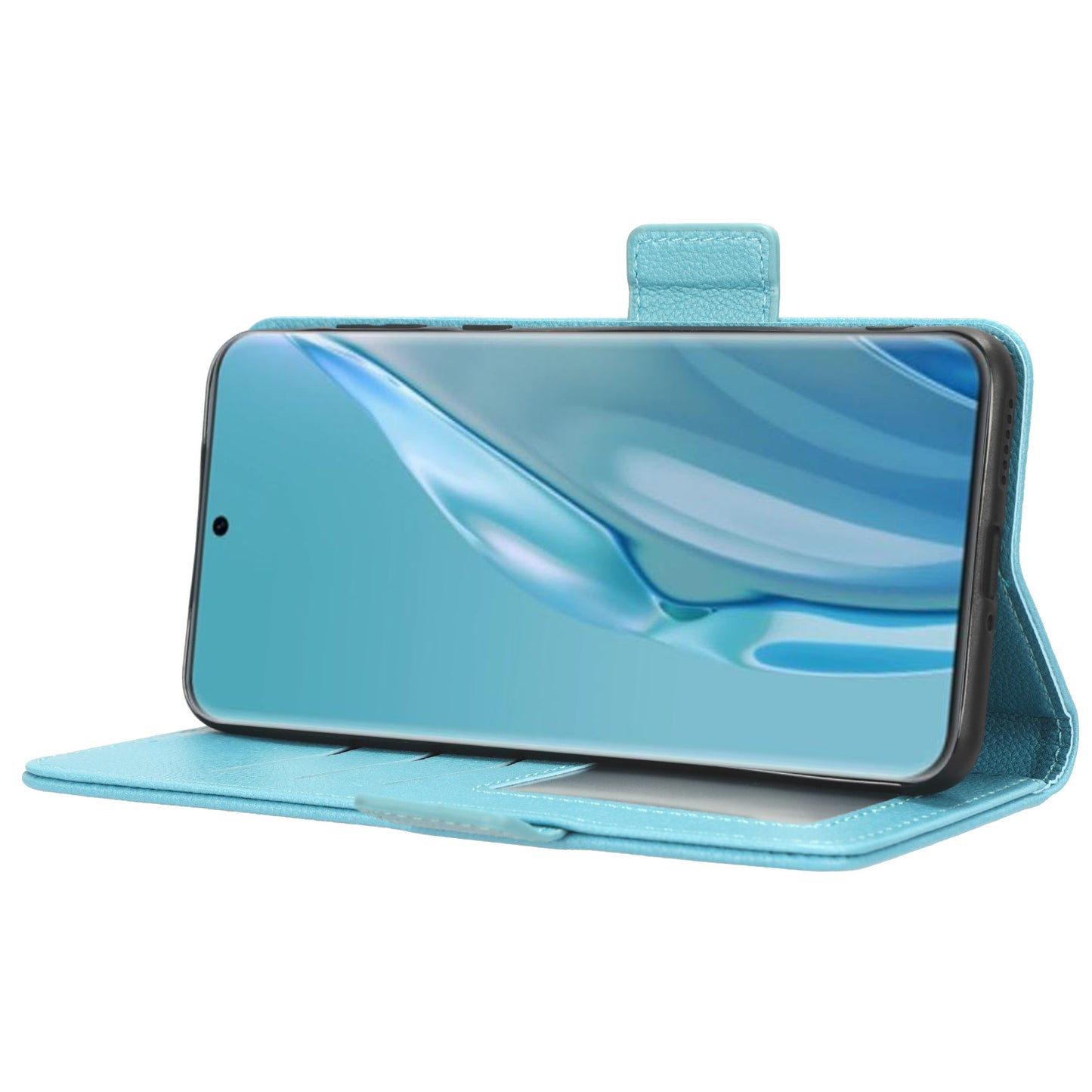 Litchi Texture Leather Case for Huawei P60 Art Scratch Proof Stand Phone Wallet Cover