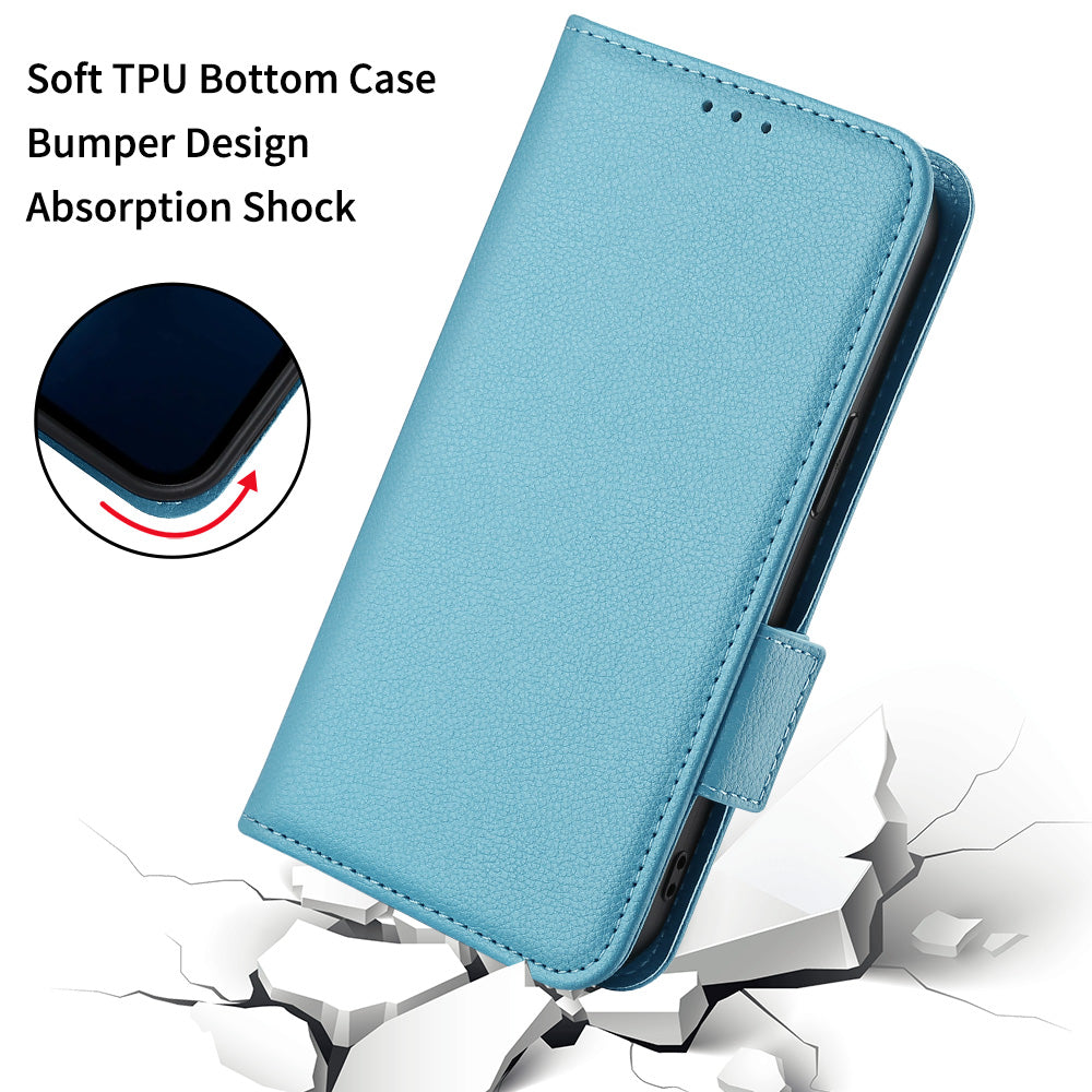 Litchi Texture Leather Case for Huawei P60 Art Scratch Proof Stand Phone Wallet Cover