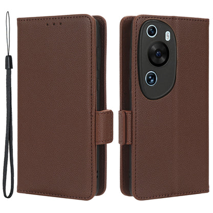 Litchi Texture Leather Case for Huawei P60 Art Scratch Proof Stand Phone Wallet Cover