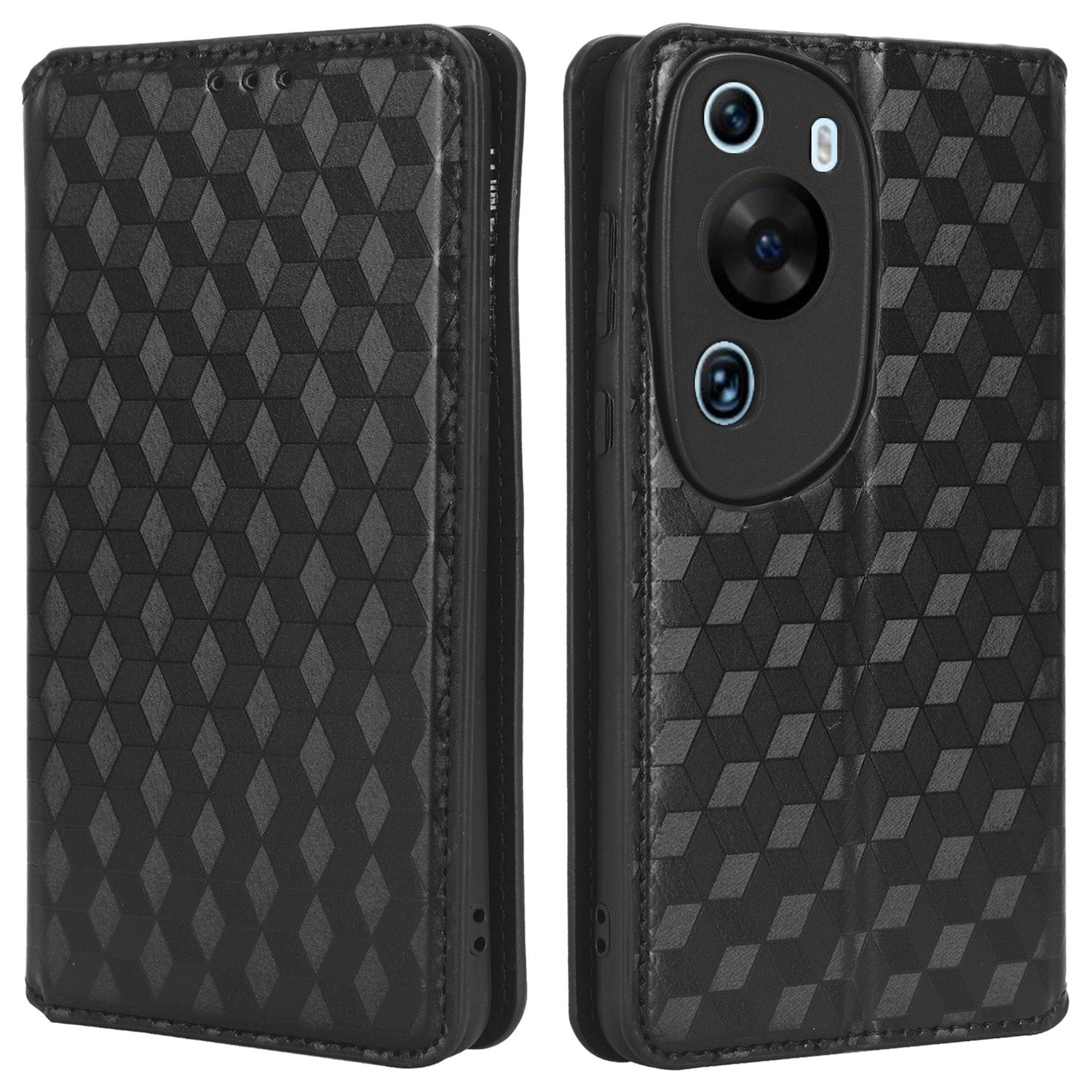 Phone Case for Huawei P60 Art Foldable Stand Wallet PU Leather Rhombus Imprinted Cover