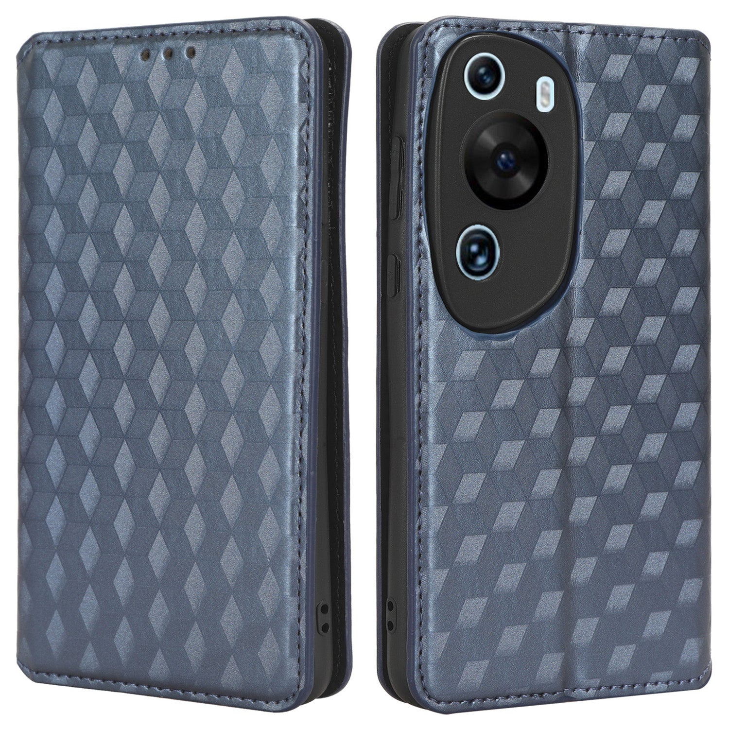 Phone Case for Huawei P60 Art Foldable Stand Wallet PU Leather Rhombus Imprinted Cover