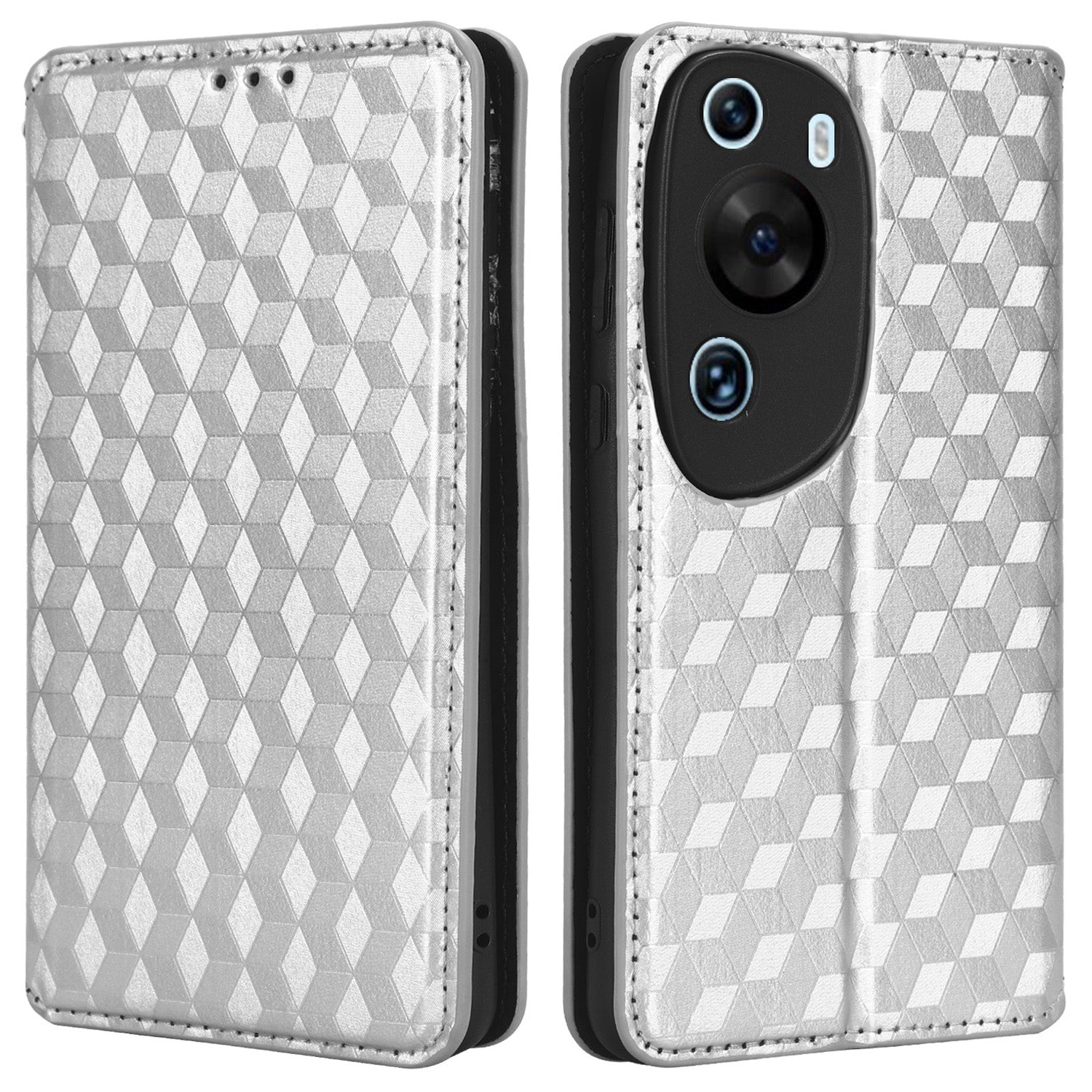 Phone Case for Huawei P60 Art Foldable Stand Wallet PU Leather Rhombus Imprinted Cover