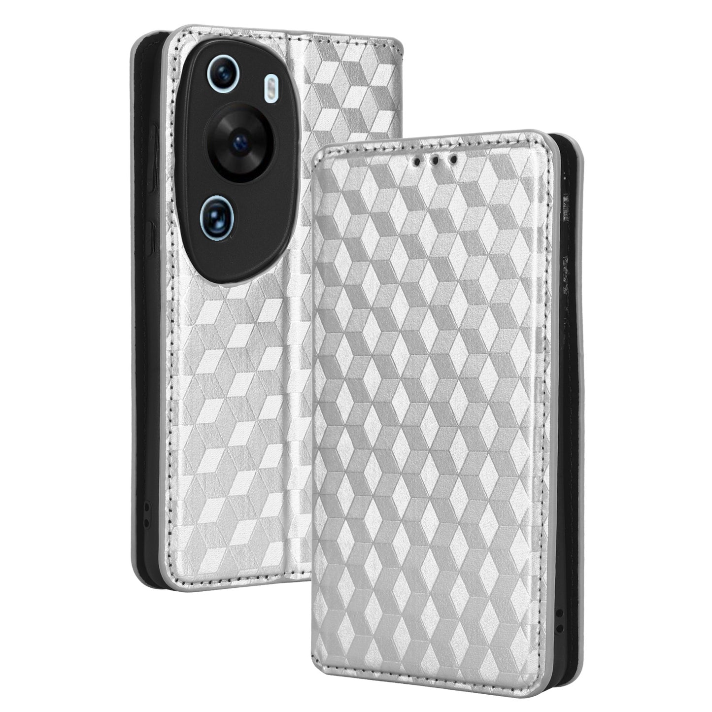 Phone Case for Huawei P60 Art Foldable Stand Wallet PU Leather Rhombus Imprinted Cover