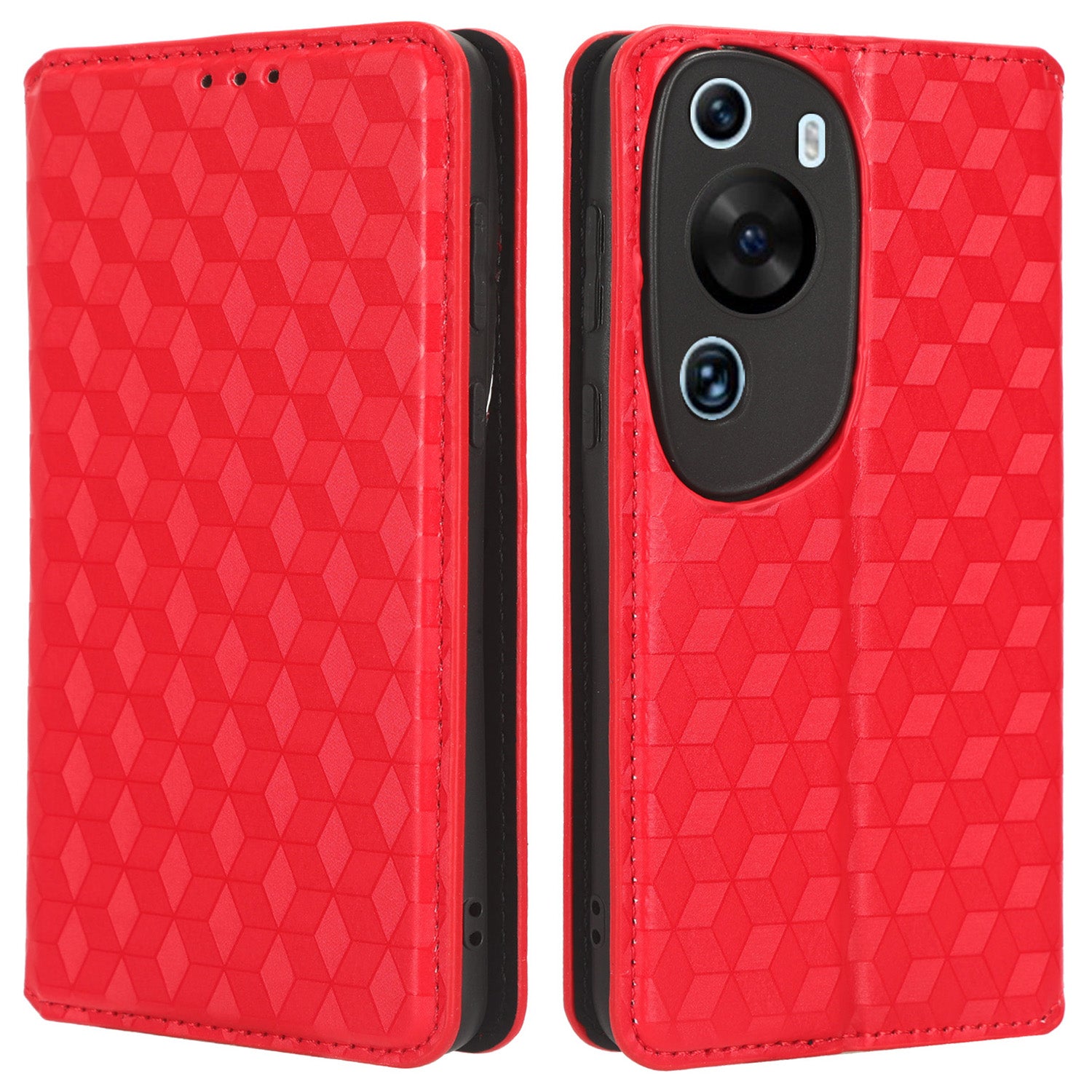 Phone Case for Huawei P60 Art Foldable Stand Wallet PU Leather Rhombus Imprinted Cover