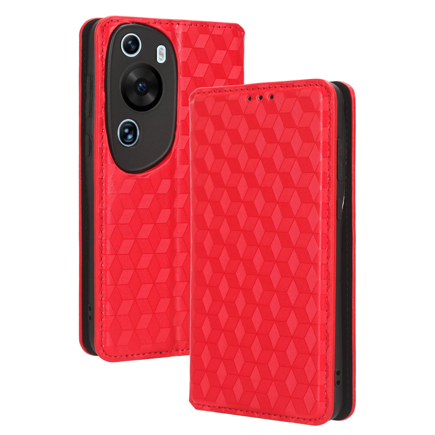 Phone Case for Huawei P60 Art Foldable Stand Wallet PU Leather Rhombus Imprinted Cover