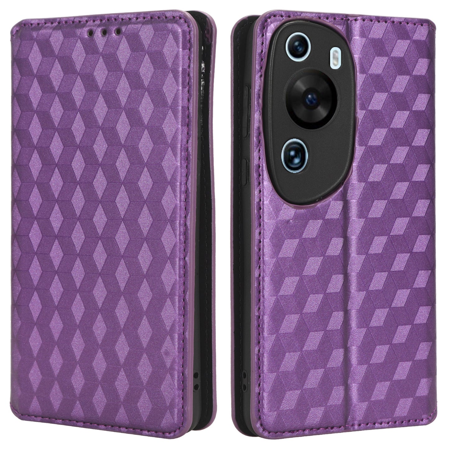 Phone Case for Huawei P60 Art Foldable Stand Wallet PU Leather Rhombus Imprinted Cover