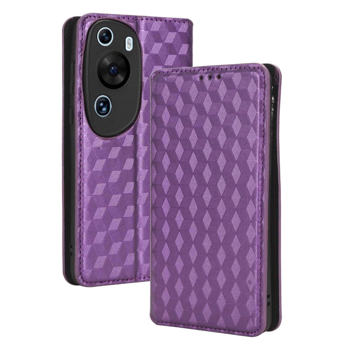 Phone Case for Huawei P60 Art Foldable Stand Wallet PU Leather Rhombus Imprinted Cover