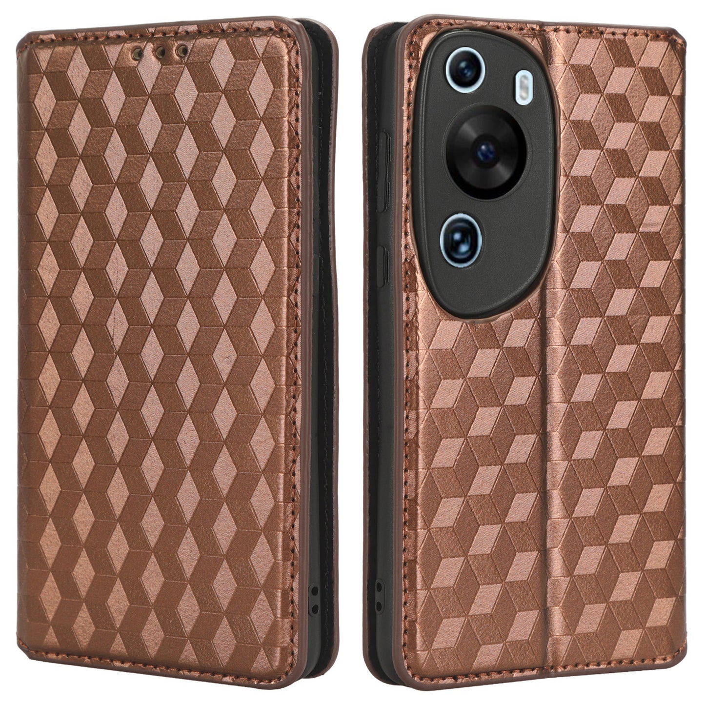 Phone Case for Huawei P60 Art Foldable Stand Wallet PU Leather Rhombus Imprinted Cover