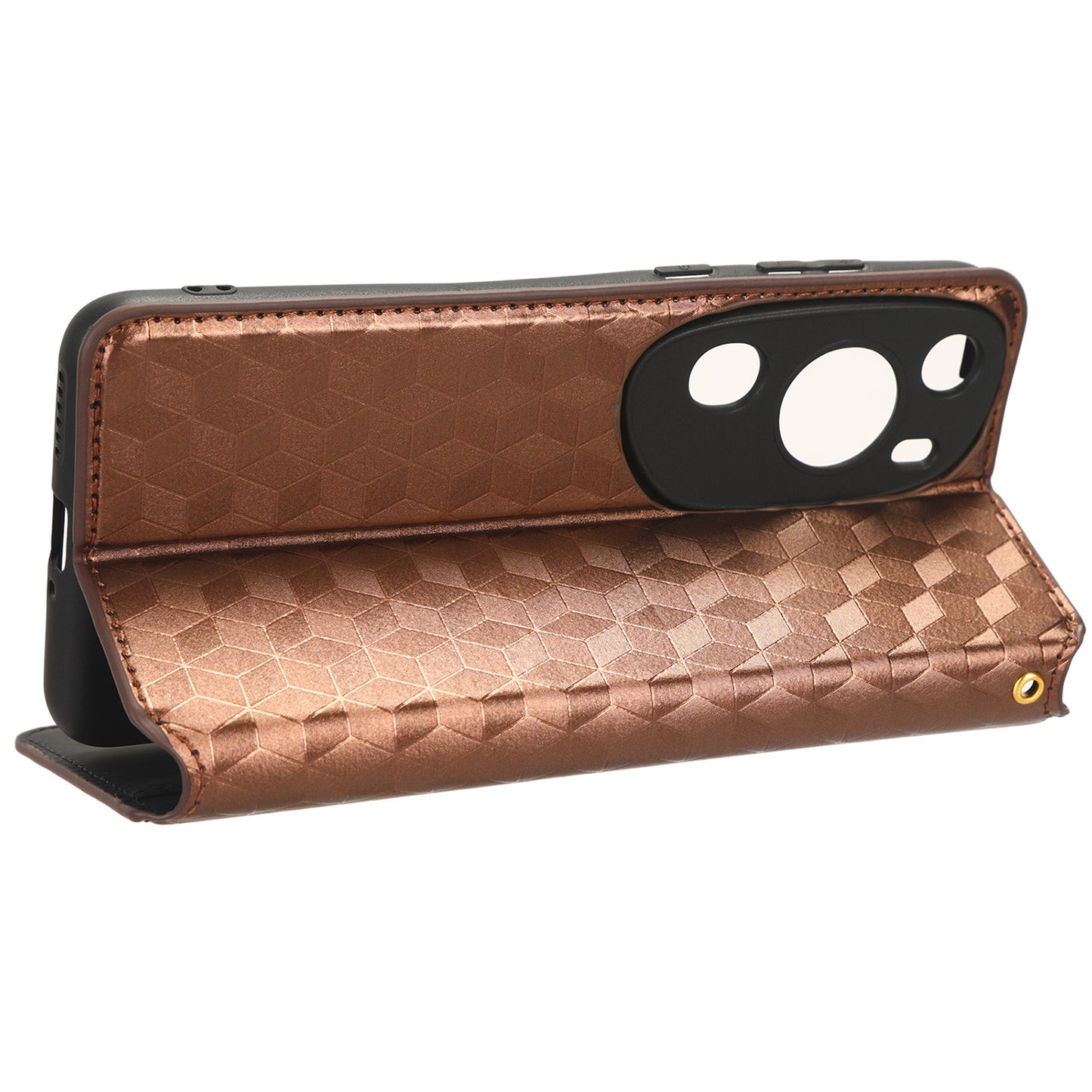 Phone Case for Huawei P60 Art Foldable Stand Wallet PU Leather Rhombus Imprinted Cover