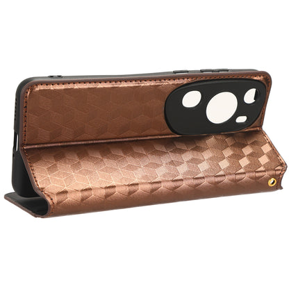 Phone Case for Huawei P60 Art Foldable Stand Wallet PU Leather Rhombus Imprinted Cover