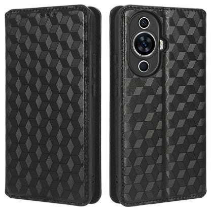 Phone Case for Huawei nova 11 Stand Wallet Shockproof PU Leather Rhombus Imprinted Cover