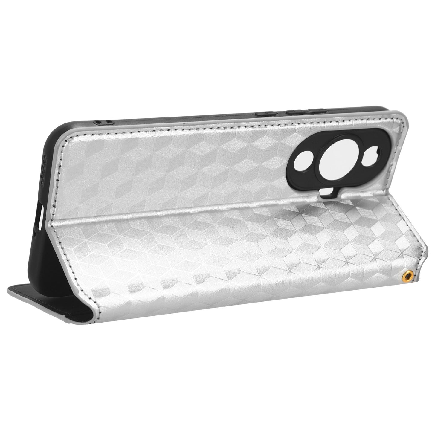 Phone Case for Huawei nova 11 Stand Wallet Shockproof PU Leather Rhombus Imprinted Cover