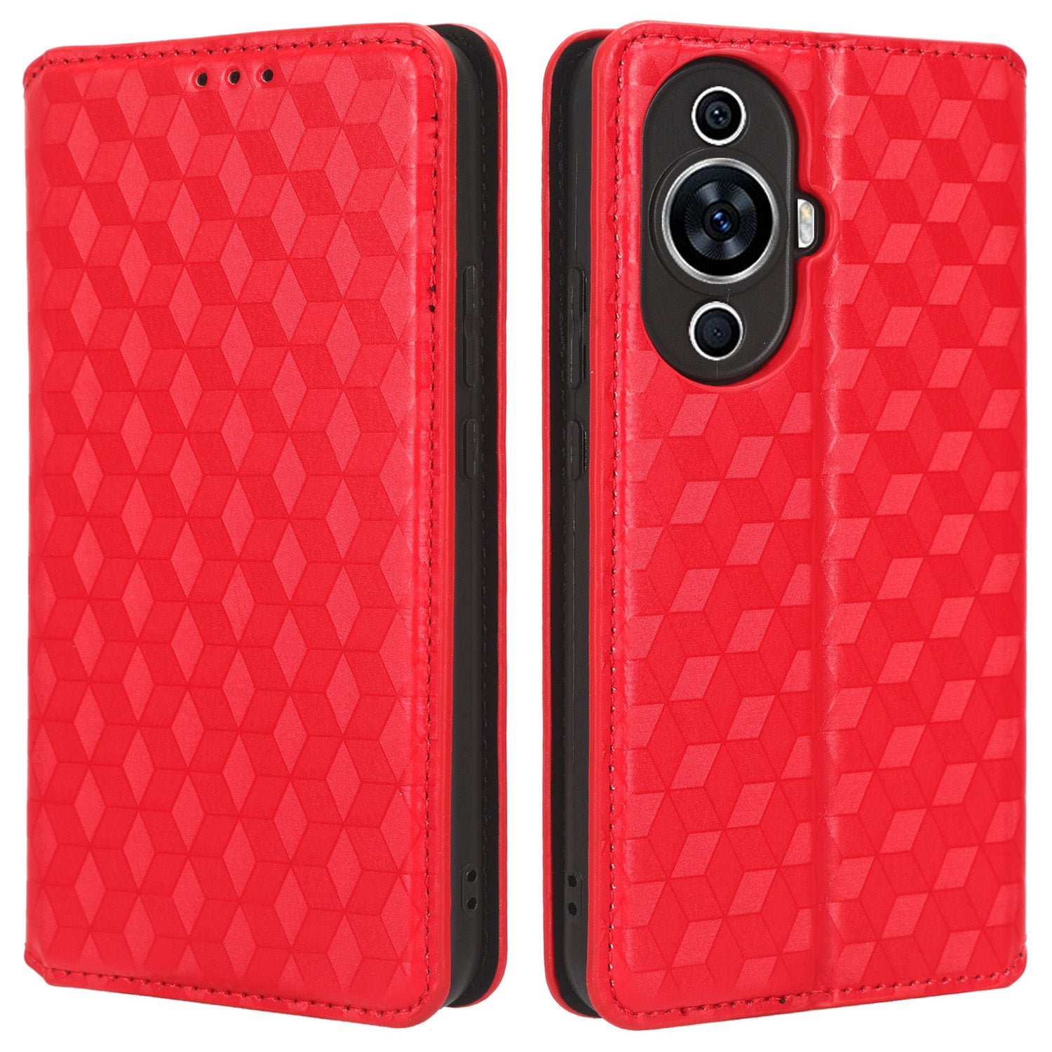 Phone Case for Huawei nova 11 Stand Wallet Shockproof PU Leather Rhombus Imprinted Cover